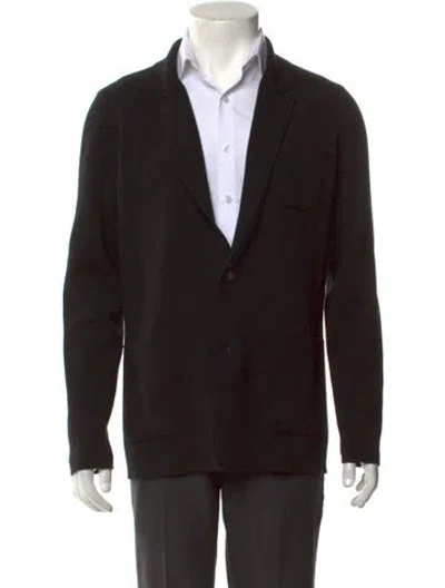 Pre-owned Cruciani Wool Collar Cardigan In Black