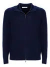 Cruciani Zip-up Collared Cardigan In Blue