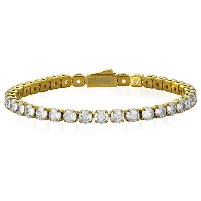 Crucible Jewelry Crucible Los Angeles 18k Gold Plated 5mm Simulated Diamond Tennis Bracelet - 8"
