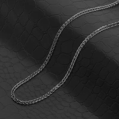 Crucible Jewelry Crucible Los Angeles Black Plated Polished Stainless Steel 3mm Spiga Wheat Chain - 18" To 24"