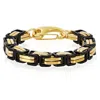 Crucible Jewelry Crucible Los Angeles Gold/black Stainless Steel Byzantine Chain Bracelet 11mm Wide - 9" In Gold