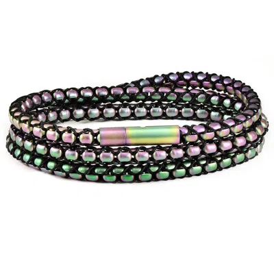 Crucible Jewelry Crucible Los Angeles Matte Finish Stainless Steel Box Chain With Black Nylon Cord - 26" In Multi