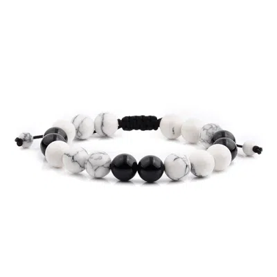 Crucible Jewelry Crucible Los Angeles Polished Howlite Beads Adjustable Bracelet In White