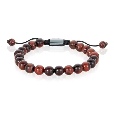 Crucible Jewelry Crucible Los Angeles Red Tiger Eye Natural Stone 8mm Beads On Adjustable Cord Tie Bracelet