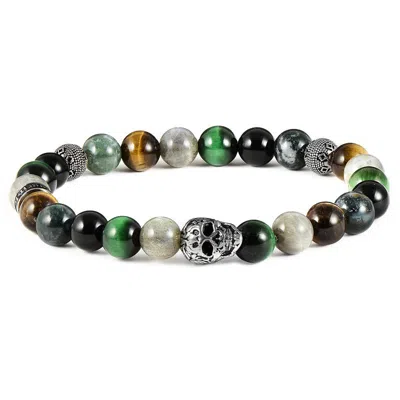 Crucible Jewelry Crucible Los Angeles Single Skull Stretch Bracelet In Green