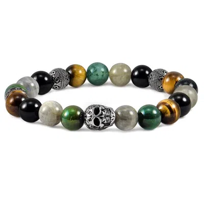 Crucible Jewelry Crucible Los Angeles Single Skull Stretch Bracelet In Green