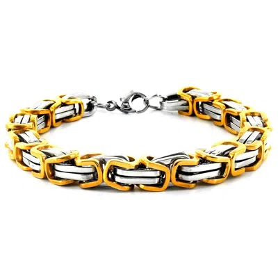 Crucible Jewelry Crucible Los Angeles Stainless Steel Polished Byzantine Chain Link Bracelet In Multi