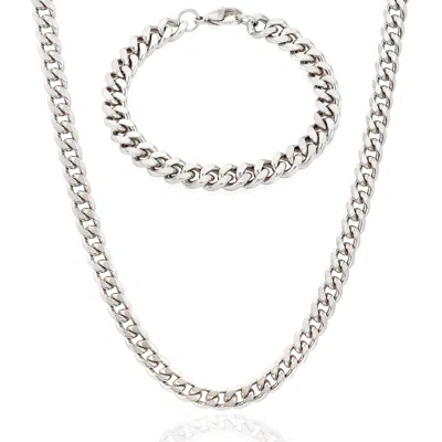 Crucible Jewelry Curb Bracelet And Necklace Gold Chain Set In Metallic