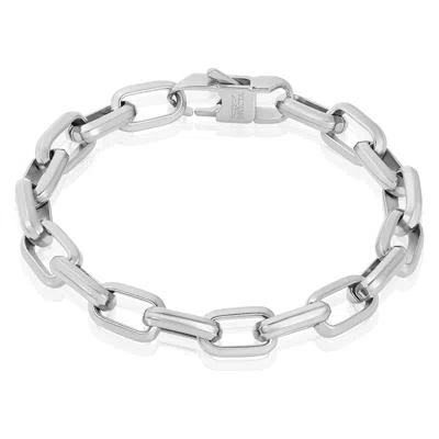 Crucible Jewelry Men's Beveled Edge Large Nautical Oval Gold Link Chain Bracelet In Metallic
