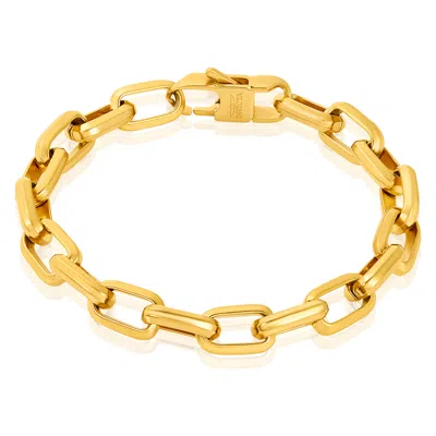 Crucible Jewelry Men's Beveled Edge Large Nautical Oval Gold Link Chain Bracelet