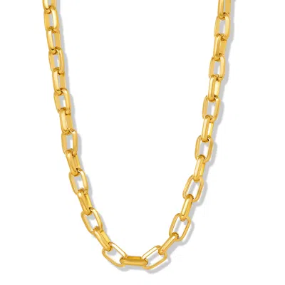 Crucible Jewelry Men's Beveled Edge Large Nautical Oval Link Chain Necklace In Gold