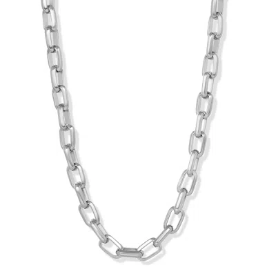 Crucible Jewelry Men's Beveled Edge Large Nautical Oval Link Chain Necklace In Metallic