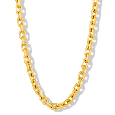 Crucible Jewelry Men's Beveled Edge Rectangular Link Gold Chain Necklace