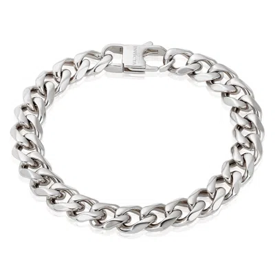 Crucible Jewelry Men's Curved Link Curb Chain Stainless Steel Bracelet In Metallic