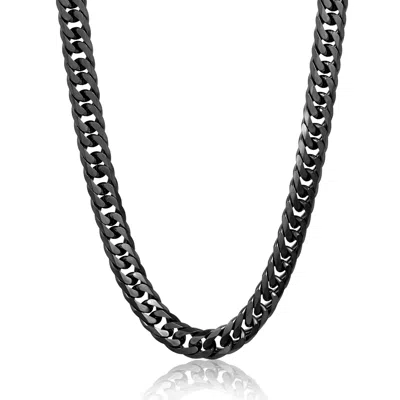 Crucible Jewelry Men's Double Curb Chain Black Steel Necklace