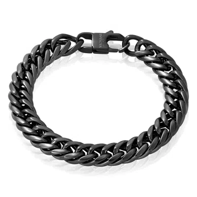 Crucible Jewelry Men's Double Curb Chain Gold Steel Bracelet In Black