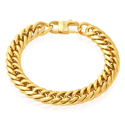 Crucible Jewelry Men's Double Curb Chain Gold Steel Bracelet