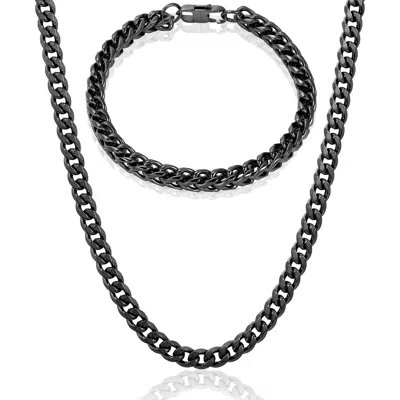 Crucible Jewelry Curb Bracelet And Necklace Gold Chain Set In Metallic