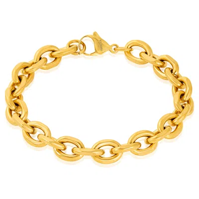 Crucible Jewelry Men's Knife Edge Oval Gold Link Chain Bracelet