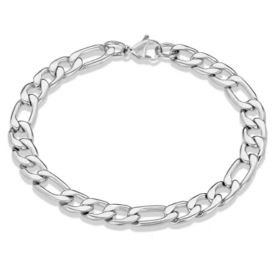 Crucible Jewelry Men's Polished Figaro Chain Bracelet In Metallic