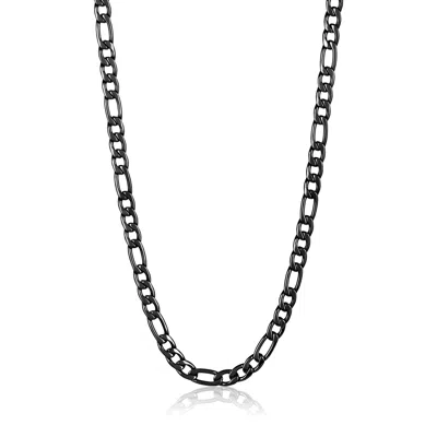 Crucible Jewelry Men's Polished Figaro Chain Gold Necklace In Metallic