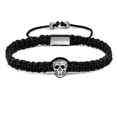 Crucible Jewelry Skull On Shocker Tie Woven Bracelet In Black
