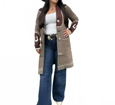 Cruel Denim Taunie Duster Sweater In Grey & Brown In Multi