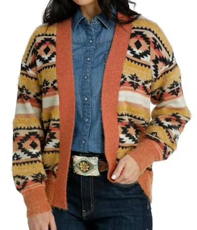 Cruel Girl Women's Eyelash Sweater Knit Cardigan In Yellow In Brown