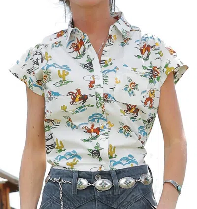 Cruel Girl Women's Retro Rodeo Short Sleeve Top In Multi