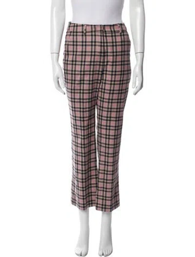 Pre-owned Cruise By Maxmara Plaid Print Wide Leg Pants In White