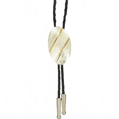 Crumrine Bar Leather Cord Bolo Tie In Silver/gold