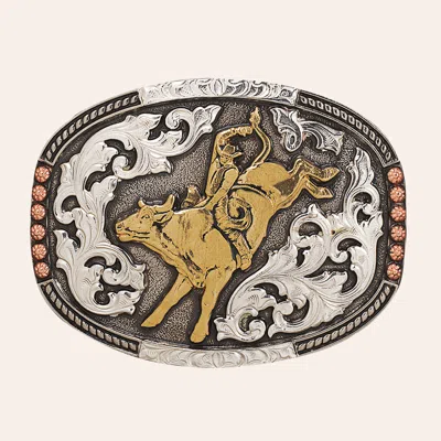 Crumrine Tricolor Bull Rider Buckle In Gold