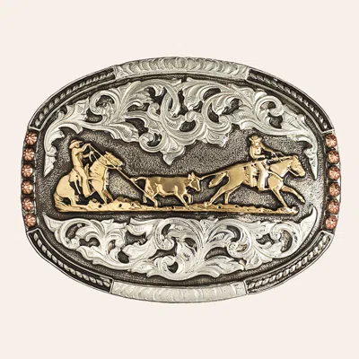 Crumrine Tricolor Team Roper Buckle In Multi