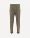 Cruna Pleated Cotton Trousers In Green