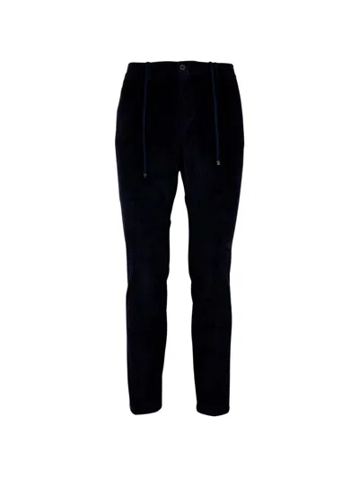 Cruna Blue Corduroy Drawstring Trousers In Black