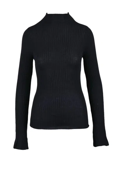 Cruna Blue Merino Base Layer Sweater In Black