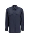 Cruna Blue Structured Flap Pocket Cotton Overshirt In Multi