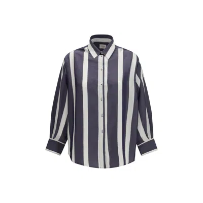 Cruna Blue Viscose Pattern Women's Shirt