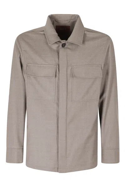 Cruna Boxy Cropped Wool Overshirt In Grey