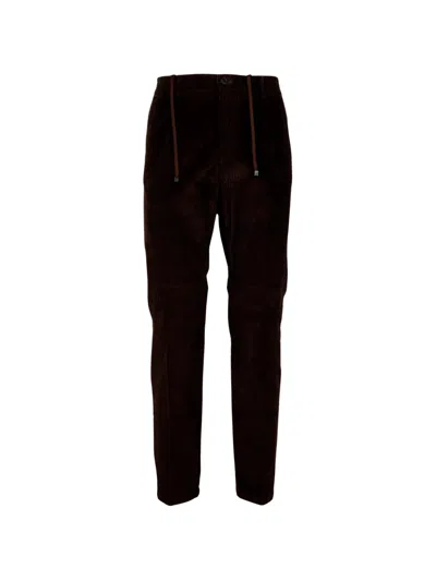 Cruna Brown Corduroy Drawstring Straight-leg Pants In Black