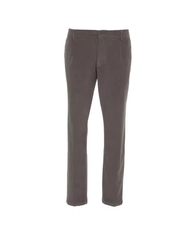 Cruna Brown Fine Ribbed Chino Pants With Concealed Closure In Gray