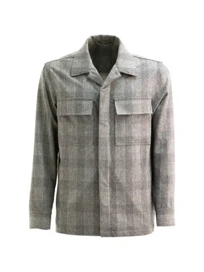 Cruna Bruges Check-pattern Overshirt In Gray