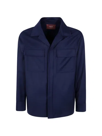 Cruna Bruges Wool Shirt Jacket In Blue