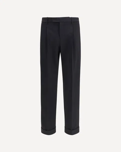 Cruna Carrot Fit Single Pleat Pants In Virgin Wool In Black