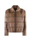 Cruna Check-pattern Zip-up Bomber Jacket In Brown