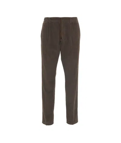 Cruna Corduroy Trousers With Drawstring 'mitte' In Brown
