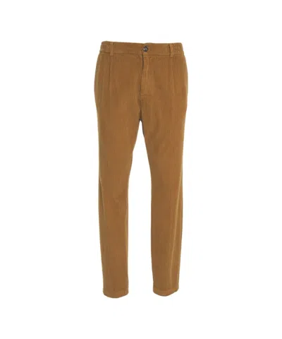 Cruna Corduroy Trousers With Pronounced Pleats And Tapered Fit In Brown