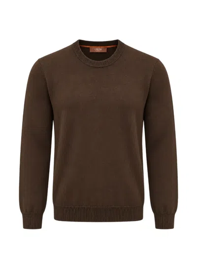 Cruna Crew-neck Raglan-sleeve Sweater In Brown