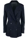 Cruna Double Breasted Jacket Set In Blue