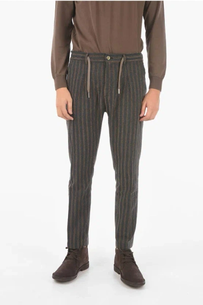 Cruna Drawstring Waist Striped Mitte Pants In Gray